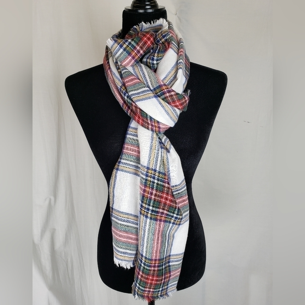 Maurices Red Multicolored Shawl With Fringes 52 X 52